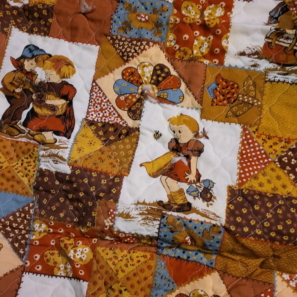 Vintage Hand Crafted Cottagecore Country Granny Patchwork  Quilt